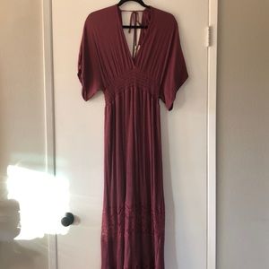Plum Boho Lace Maxi Dress